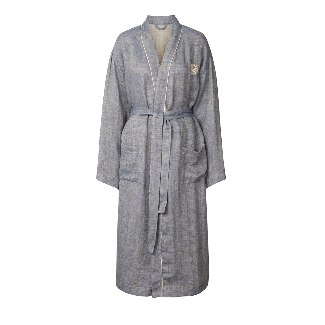 LINEN KIMONO - BLUE/SAND